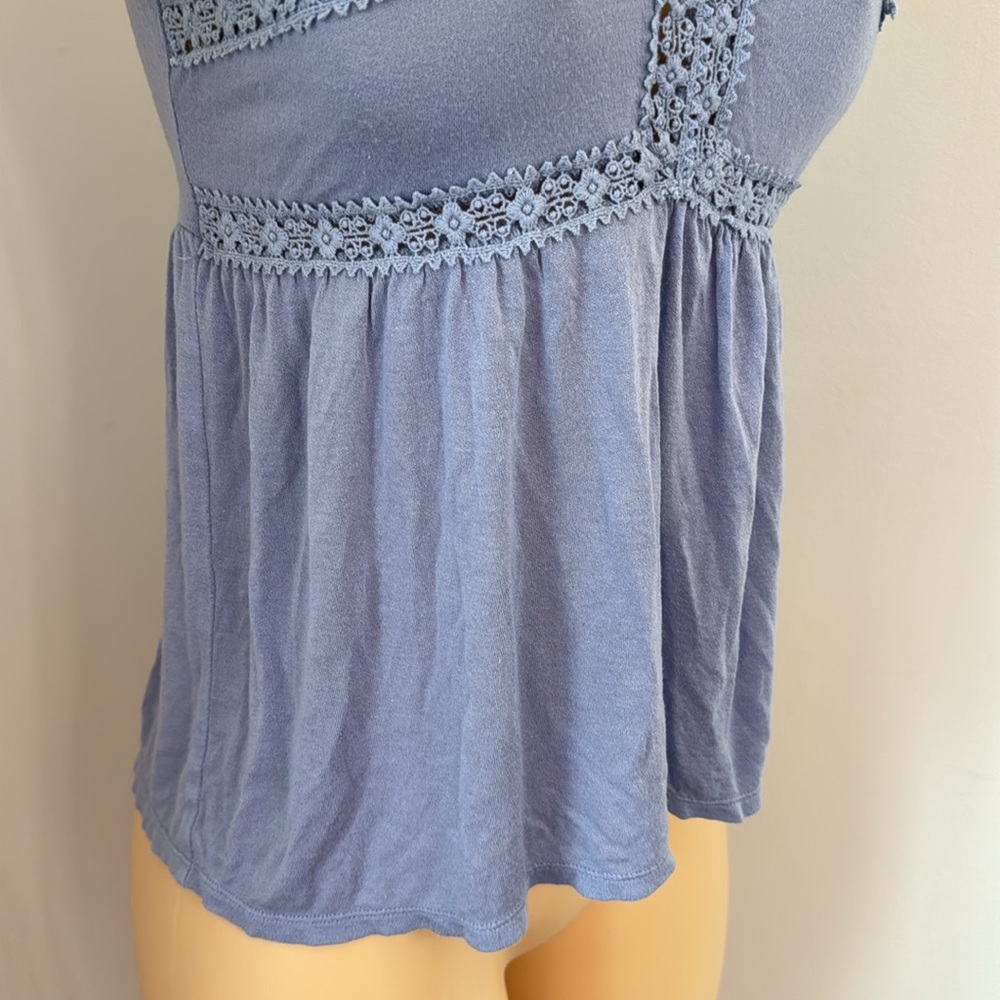 Mudd Y2K Blue Sleeveless Lace Trim Top Sz S - Picture 4 of 7